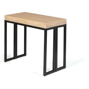 Table console extensible avec rallonges style industriel 45/140 cm HOUSTON