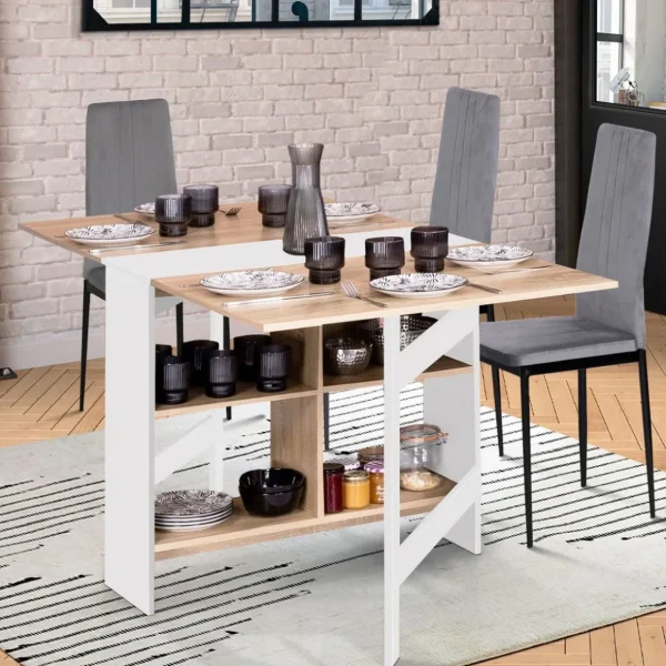 Table console extensible avec rangements L150 cm JESSIE