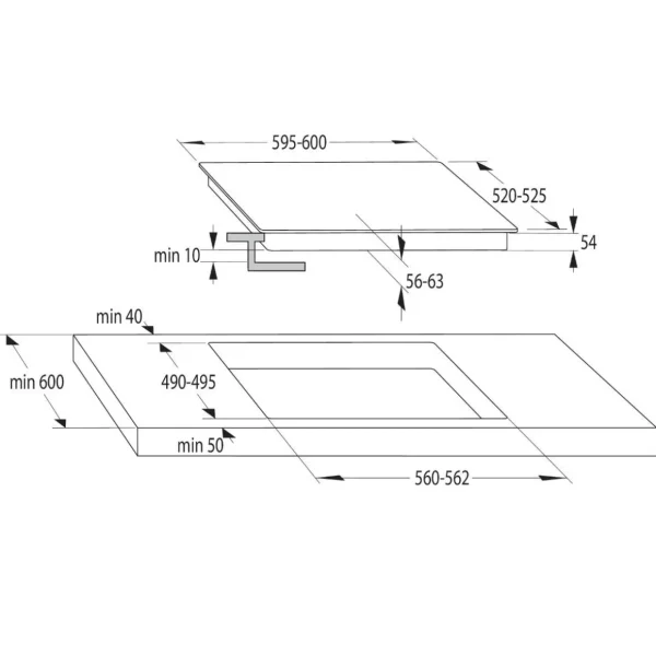 Table de cuisson à induction 60cm 4 feux 7200w noir - I6433CB7