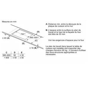 Table de cuisson induction 80cm 4 feux 7400w noir - PXY83KHC1E