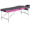Table de massage pliable 3 zones Aluminium Noir et rose
