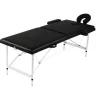 Table de massage pliable Noir 2 zones avec cadre en aluminium