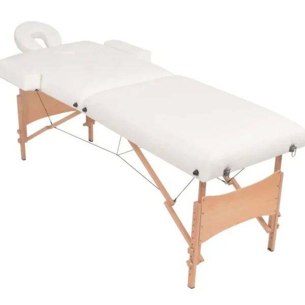 Table de massage pliable et tabouret 10 cm d'epaisseur Blanc