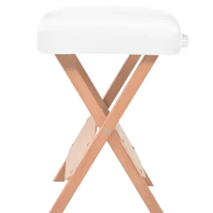 Table de massage pliable et tabouret 10 cm d'epaisseur Blanc