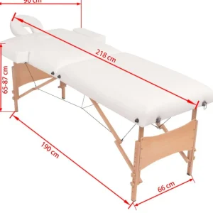 Table de massage pliable et tabouret 10 cm d'epaisseur Blanc