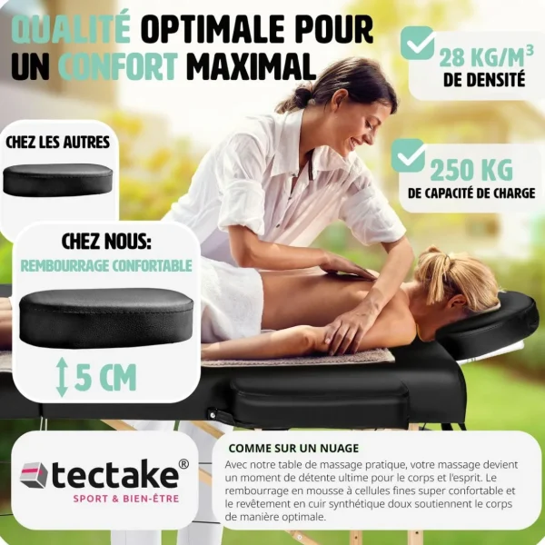 Table de massage pliante 2 Zones Bois, cosmétique, portable