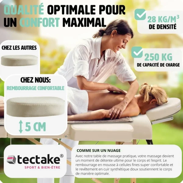 Table de massage pliante 2 Zones Bois, cosmétique, portable