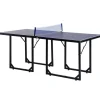 Table de ping-pong tennis de table pliable compacte pieds de nivellement antidérapants acier noir MDF bleu