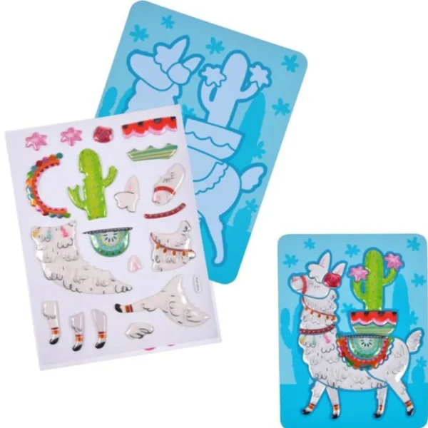 Tableau à Stickers Lama 14x18cm Bleu
