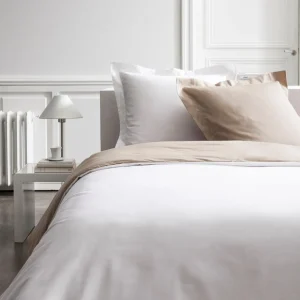 Taie d'oreiller volant unie percale pur coton 78 fils