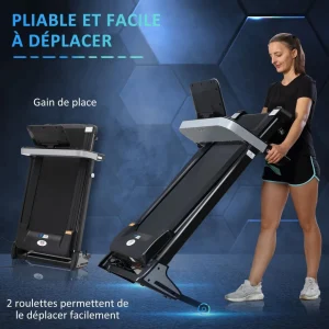 Tapis de course pliable - collaboration Aosom.fr x FFHandball - 1-12 Km/h 500 W écran LCD 12 programmes noir