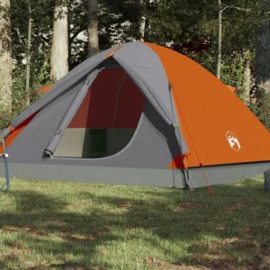 Tente de camping à dôme 3 personnes orange imperméable