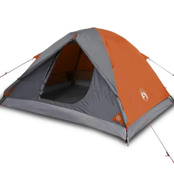 Tente de camping à dôme 3 personnes orange imperméable