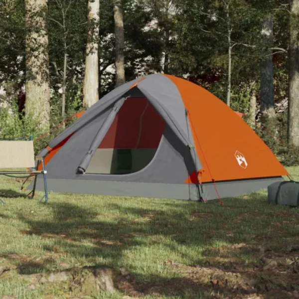 Tente de camping à dôme 3 personnes orange imperméable