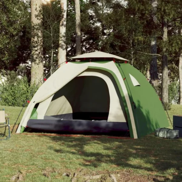 Tente de camping à dôme 4 personnes vert libération rapide