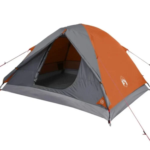 Tente de camping à dôme 3 personnes orange imperméable