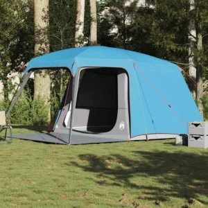 Tente de camping avec dôme porche 5 personnes bleu imperméable