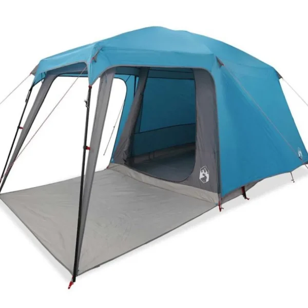 Tente de camping avec dôme porche 5 personnes bleu imperméable