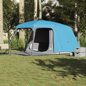 Tente de camping avec dôme porche 5 personnes bleu imperméable