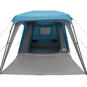 Tente de camping avec dôme porche 5 personnes bleu imperméable