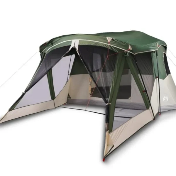 Tente de camping avec porche 4 personnes vert imperméable