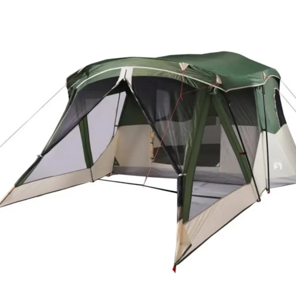 Tente de camping avec porche 4 personnes vert imperméable