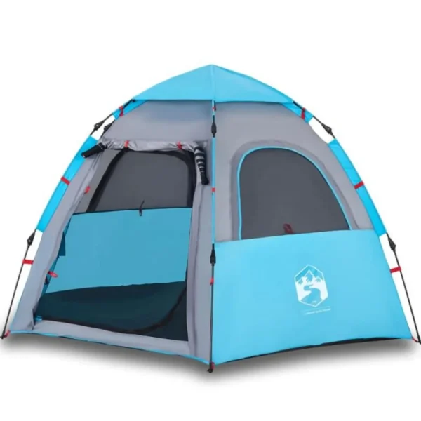 Tente de camping cabine 4 personnes bleu libération rapide