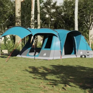 Tente de camping tunnel 5 personnes bleu imperméable