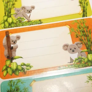 12 étiquettes adhésives scolaires - Rectangle - Koalas