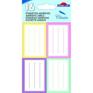 16 étiquettes adhésives scolaires - Rectangles - Pastel