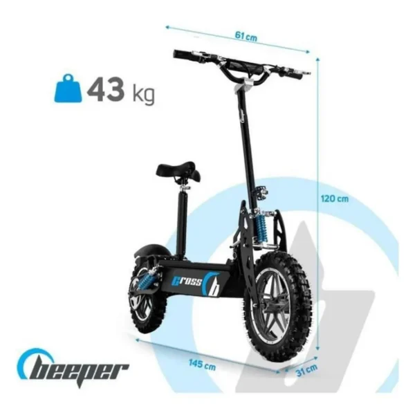 Trottinette Electrique Cross FX1600- BEEPER - Roues 14 - 1600W - Noir