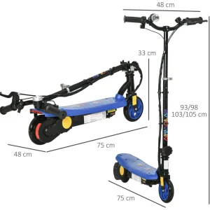 Trottinette électrique 120 W pliable pour enfant 7-14 ans 12 Km/h max. autonomie 10 Km max. bleu