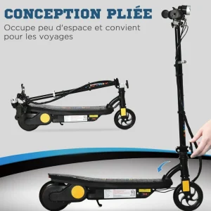 Trottinette électrique 120 W pliable pour enfant 7-14 ans 12 Km/h max. autonomie 10 Km max. noir