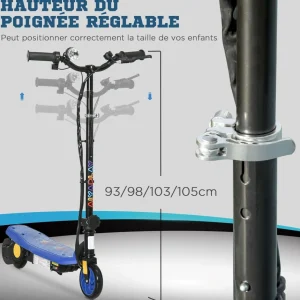 Trottinette électrique 120 W pliable pour enfant 7-14 ans 12 Km/h max. autonomie 10 Km max. bleu