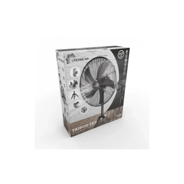 Ventilateur sur trépied 50W Hauteur 125-145Cm Ø45cm 3 vitesses Oscillant Inclinable