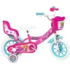 Vélo 12'' Fille Licence Pat Patrouille à l'effigie de Stella pour enfant de 85/100 cm avec stabilisateurs à molettes - Panier avant - Porte poupée - 1 frein et roues batons