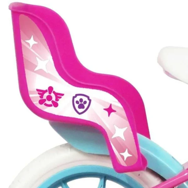 Vélo 12'' Fille Licence Pat Patrouille à l'effigie de Stella pour enfant de 85/100 cm avec stabilisateurs à molettes - Panier avant - Porte poupée - 1 frein et roues batons