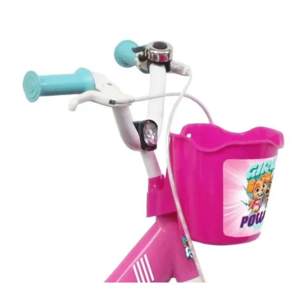 Vélo 16'' Fille Licence Pat Patrouille à l'effigie de Stella de la Pat'Patrouille pour enfant de 105/120 cm avec stabilisateurs à molettes - Panier avant - Porte poupée arrière - 2 freins