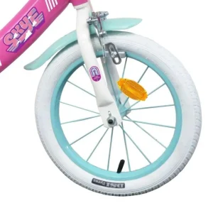 Vélo 16'' Fille Licence Pat Patrouille à l'effigie de Stella de la Pat'Patrouille pour enfant de 105/120 cm avec stabilisateurs à molettes - Panier avant - Porte poupée arrière - 2 freins