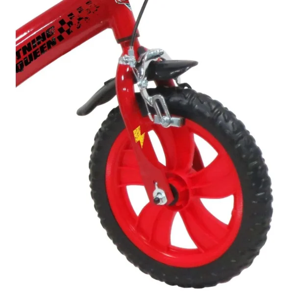 Vélo 12'' Garçon Licence Cars pour enfant de 85/100 cm avec stabilisateurs à molettes - Plaque décorative avant - Porte bidon - 1 frein et roues batons