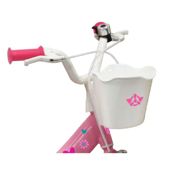 Vélo 14'' Fille Licence Pat Patrouille à l'effigie de Stella pour enfant de 95/110 cm avec stabilisateurs à molettes - Panier avant - Porte poupée arrière - 2 freins