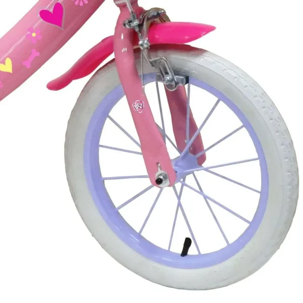 Vélo 14'' Fille Licence Pat Patrouille à l'effigie de Stella pour enfant de 95/110 cm avec stabilisateurs à molettes - Panier avant - Porte poupée arrière - 2 freins