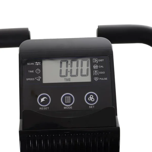 Vélo d'appartement pliant 8 niveaux de résistance magnétique dossier selle réglable poignées ergonomiques écran LCD multifonction suspensions support tablette acier noir